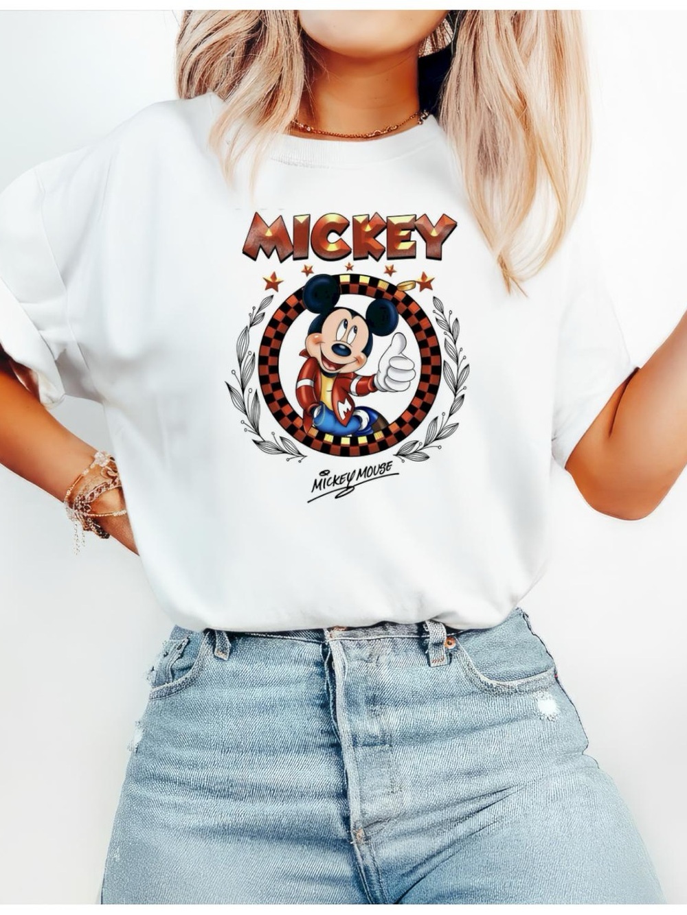 White Mickey Graphic Short Sleeve Tee